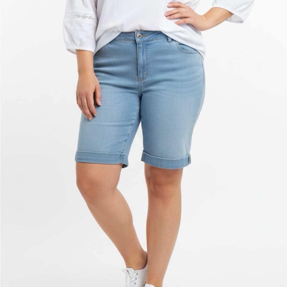 Woman Within Light Blue Jean Shorts